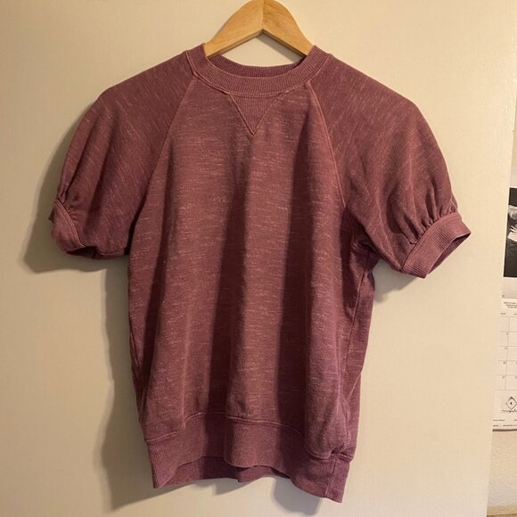 Short Sleeve Calder Blake Short Sleeve Sweatshirt in Burgundy. - Picture 5 of 8